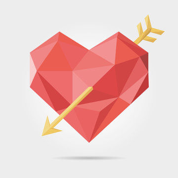 Polygonal Heart And Arrow in Vector