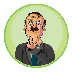 Fototapeta premium Vector image of thoughtful office worker