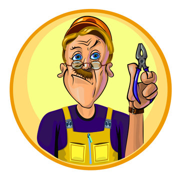 Vector image of a workman with pliers