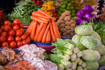 Traditional fruit and vegetable market in Bali, Indonesia