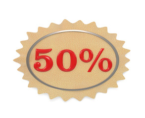 Discount leather, illustration from the 50% mark on a white background