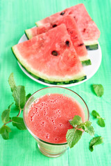 Watermelon smoothie and slice