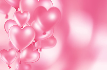 Fototapeta na wymiar romantic card with pink heart balloons