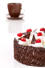 chocolate cake, isolated