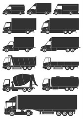 Set of vector trucks icons