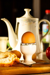 Breakfast with eggs Sunny morning.