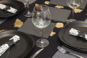 Black decoration napkin star shaped food table