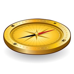 gold compass icon isolated on white