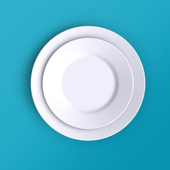 Empty plate. Isolated on color background. View from above.