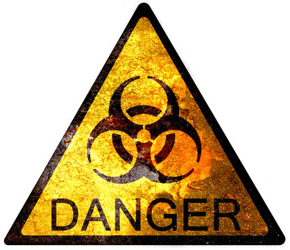 old yellow danger sign - biohazard