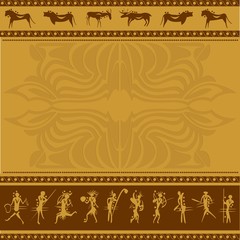 african background with folk pattern and animals