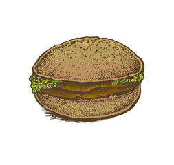 Colorful vintage style hand drawn sandwich