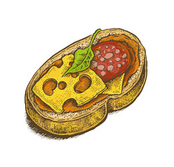 Colorful vintage style hand drawn sandwich