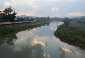 River Nan at sunset in the North Thailand