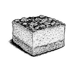 Black and white hand drawn vector illustration of a chocolate an