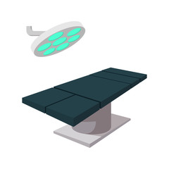 Operating table with surgery lamp cartoon icon 