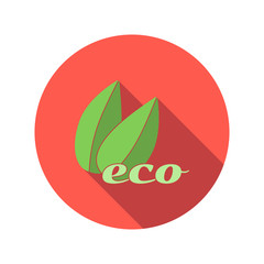 Two green leafs flat icon