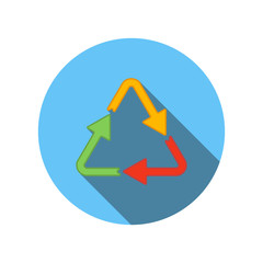 Arrows different colors in triangle flat icon