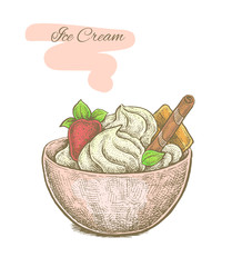 Colorful vintage hand drawn vector illustration of a fruits and