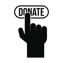 Donate button pressed by hand icon