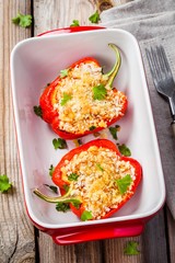 stuffed paprika with breadcrumbs and parsley