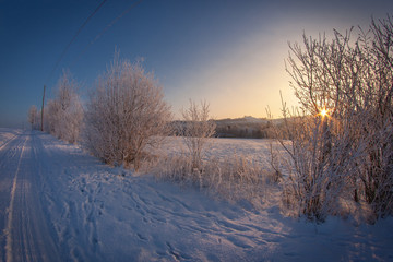 Winterliches Sauerland bei Sonnenaufgang
