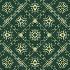 Zelfklevend Fotobehang Abstract green flower and grid pattern vector illustration eps 1 © nikola-master