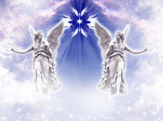 two angels archangels with a divine star