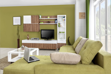 Interior of a modern living room in color
