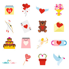 Valentines flat icons set