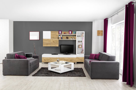 Interior of a modern living room in color