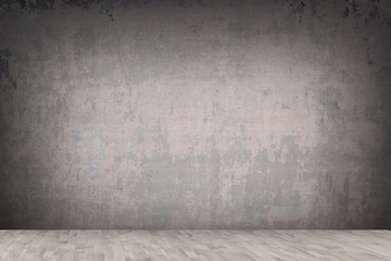 Empty wall and wooden floor. Room interior
