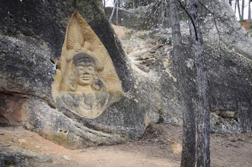 Sculptures carved on sandstones