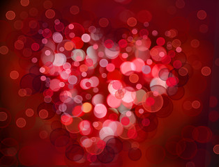 One Valentine's bokeh heart. Colorful shape. Can be used as valentine card, flyer, banner, invitation card for wedding
