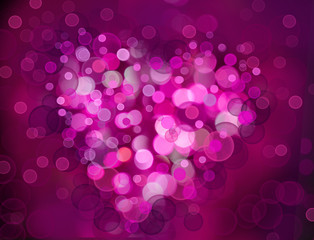 One Valentine's bokeh heart. Colorful shape. Can be used as valentine card, flyer, banner, invitation card for wedding
