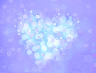 One Valentine's bokeh heart. Colorful shape. Can be used as valentine card, flyer, banner, invitation card for wedding