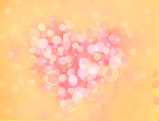 One Valentine's bokeh heart. Colorful shape. Can be used as valentine card, flyer, banner, invitation card for wedding