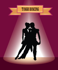 Dancing club poster. Couple dancing. Beautiful professional dancers