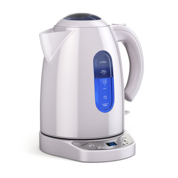 White electric kettle isolated on white.
