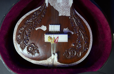 Sitar, a String Traditional Indian Musical Instrument