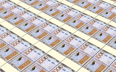 Swedish kronor bills stacks background. Computer generated 3D photo rendering.
