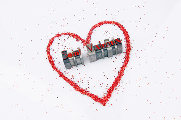 Coeur de Saint Valentin / caracteres d'imprimerie en plomb 