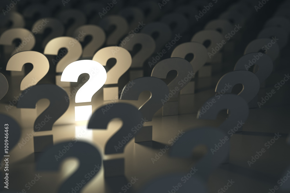 Poster Question marks. Idea or problem concept.