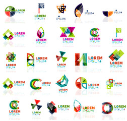 Collection of colorful abstract origami logos