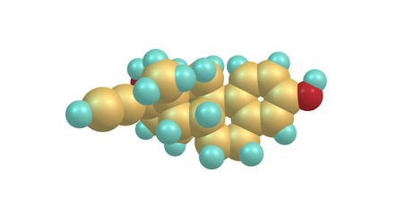 Ethinyl Estradiol Molecule isolated on white