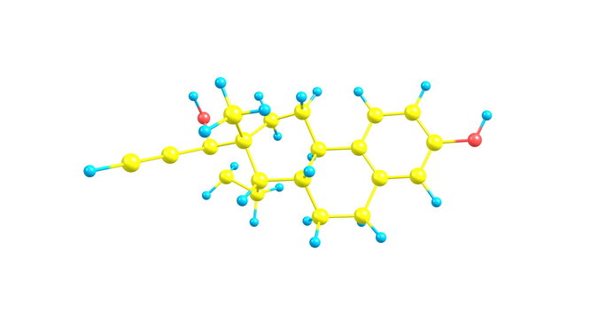 Ethinyl Estradiol Molecule isolated on white