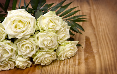 White roses bouquet.