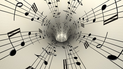 Musical notes on old vintage paper