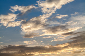 colorful dramatic sky with cloud at sunset