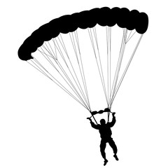 Skydiver, silhouettes parachuting vector illustration